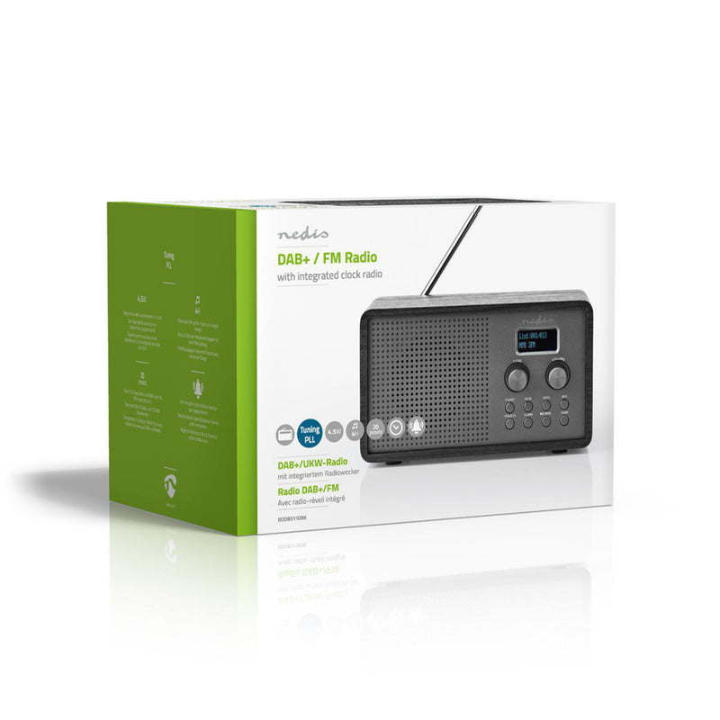 Afbeelding laden in galerijviewer, Nedis rddb5110bk dab+ radio 4,5 w fm klok wekkerfunctie zwart
