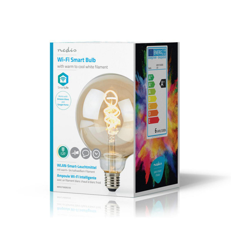 Afbeelding laden in galerijviewer, Nedis wifilt10gdg125 wi-fi warm tot koel wit led filamentlampgedraaid e27 g125 5,5 w 350 lm
