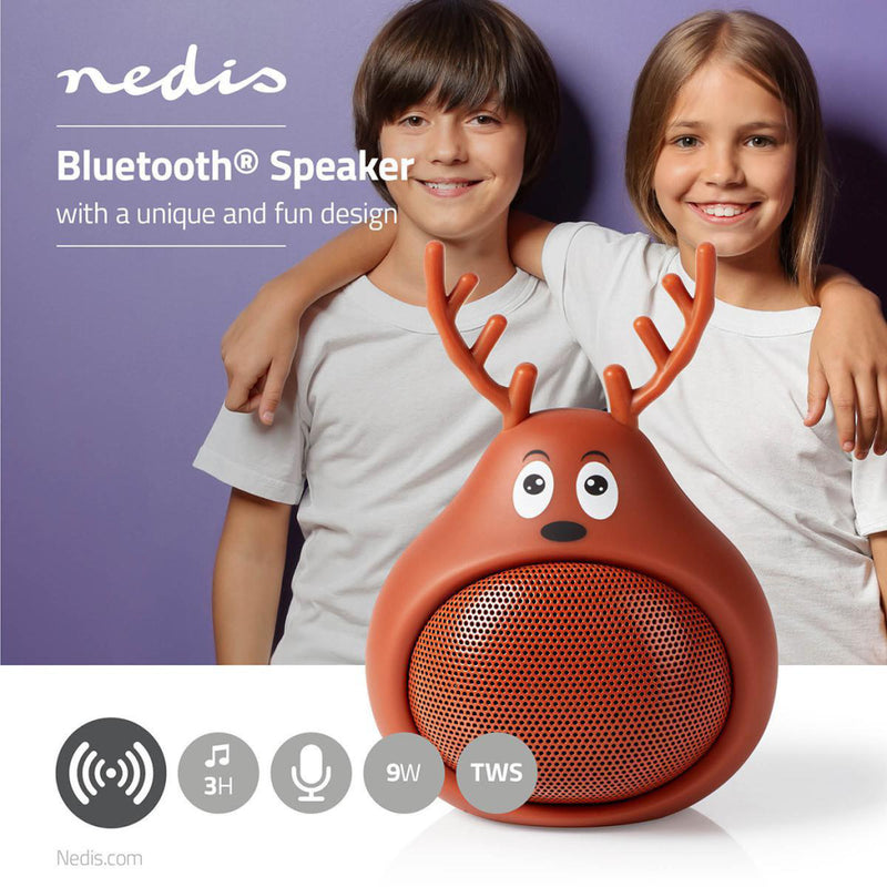 Afbeelding laden in galerijviewer, Nedis spbt4110bn animaticks bluetooth speaker 3 uur speeltijd handsfree bellen rudy reindeer
