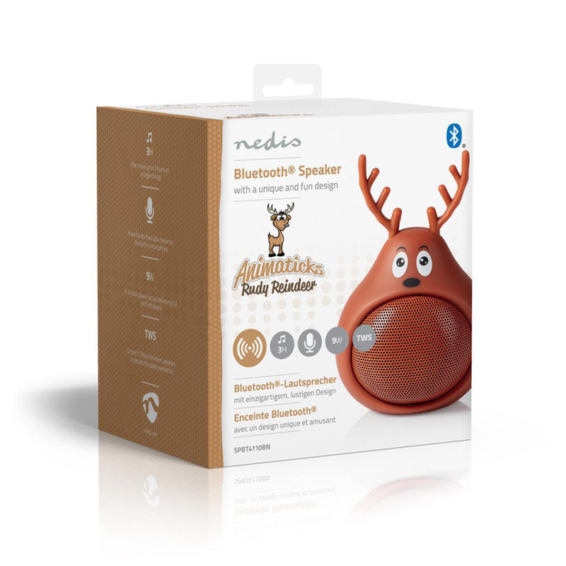 Afbeelding laden in galerijviewer, Nedis spbt4110bn animaticks bluetooth speaker 3 uur speeltijd handsfree bellen rudy reindeer
