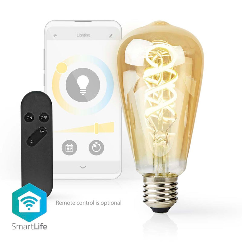 Afbeelding laden in galerijviewer, Nedis wifilrt10st64 smartlife led filamentlamp wi-fi e27 360 lm 4.9 w warm to cool white 1800 - 6500 k glas android trade; ios st64
