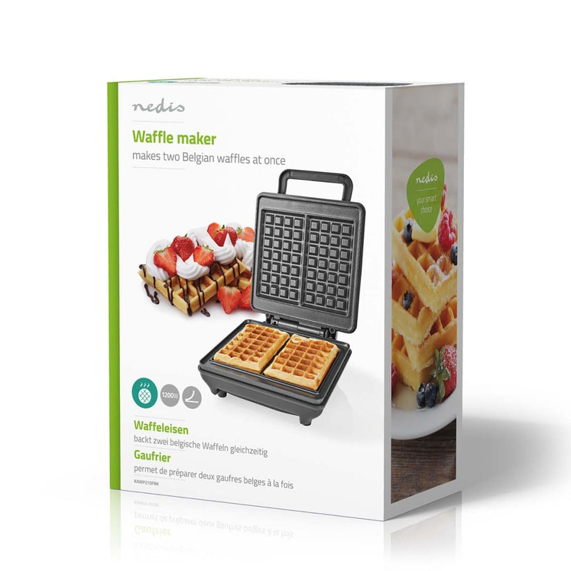 Afbeelding laden in galerijviewer, Nedis KAWP210FBK Wafelijzer Belgische Wafels 22 X 12.5 Cm 1200 W Automatische Temperatuurregeling Aluminium

