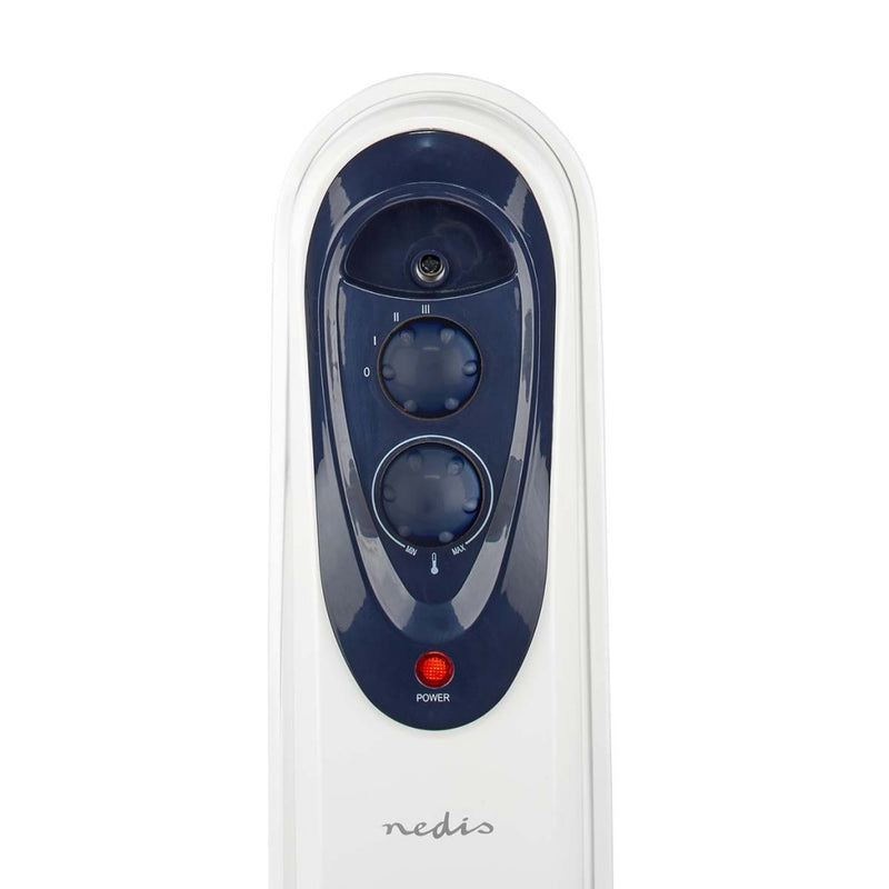 Afbeelding laden in galerijviewer, Nedis htoi30wt7 mobiele olieradiator 600 900 1500 w 7 vinnen instelbare thermostaat 3 warmte standen omvalpreventie wit
