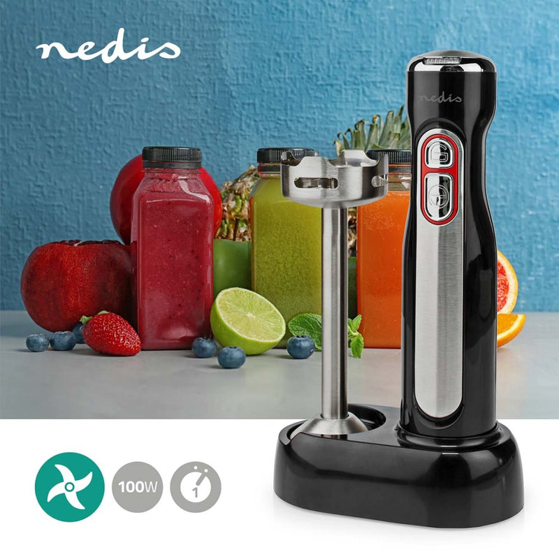 Afbeelding laden in galerijviewer, Nedis kahb600bk staafmixer 100w zilver zwart
