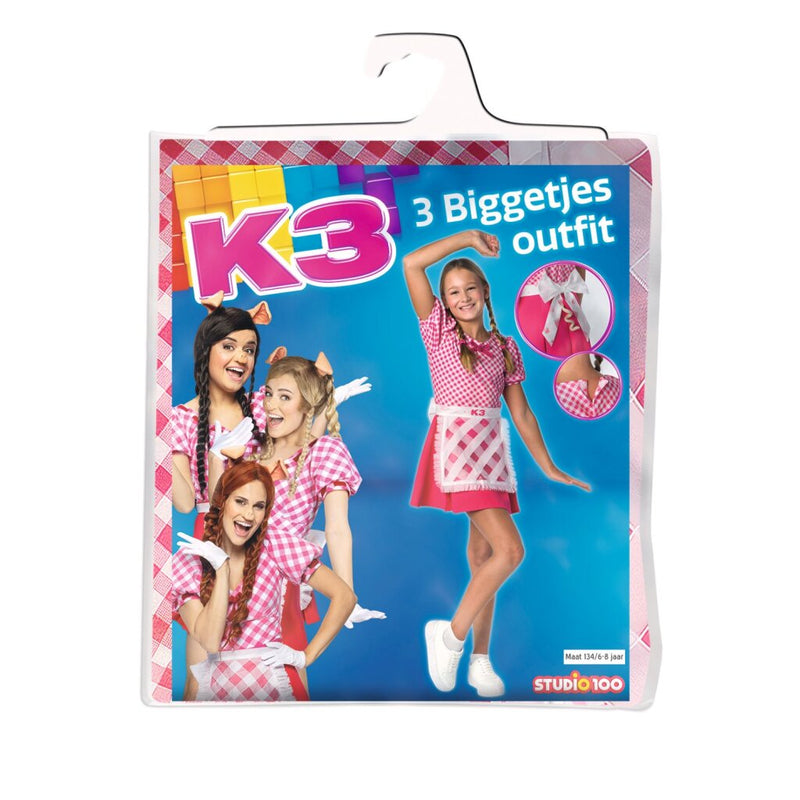 Afbeelding laden in galerijviewer, K3 verkleedkleding - verkleedjurk de 3 biggetjes - 6 8 jaar - maat 134
