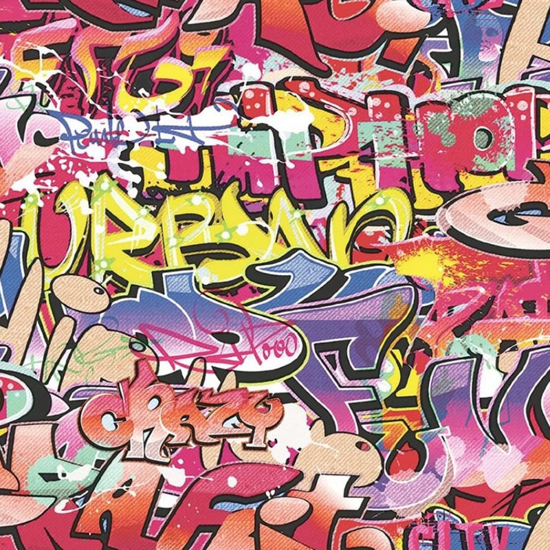 Afbeelding laden in galerijviewer, Noordwand Noordwand Behang Good Vibes Graffiti roze en oranje
