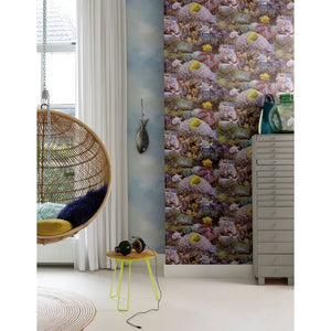 Noordwand behang good vibes coral and tropical fish geel en paars