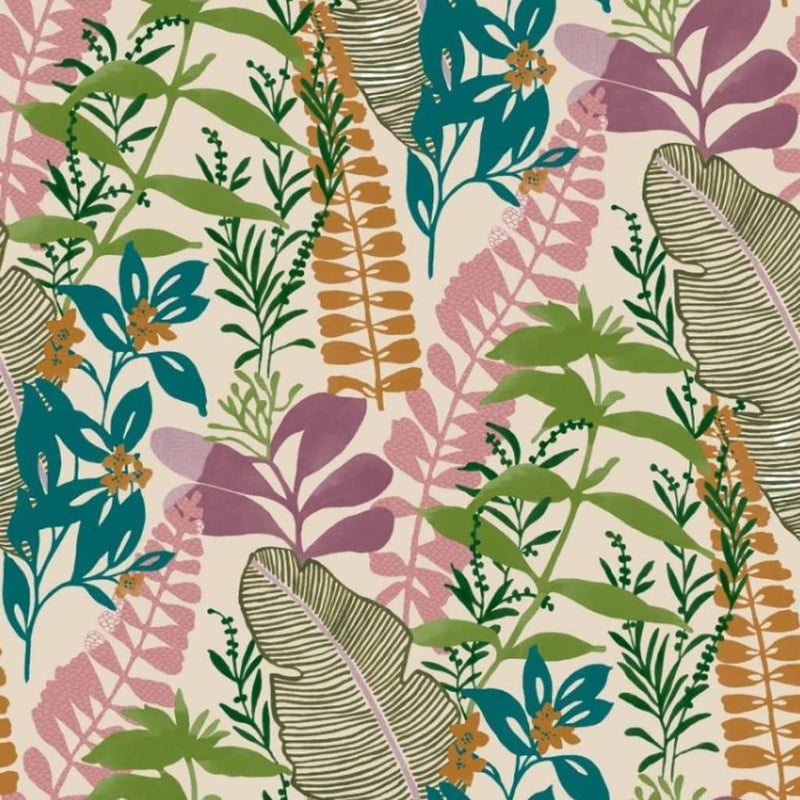 Afbeelding laden in galerijviewer, Noordwand behang good vibes big leaves groen en roze
