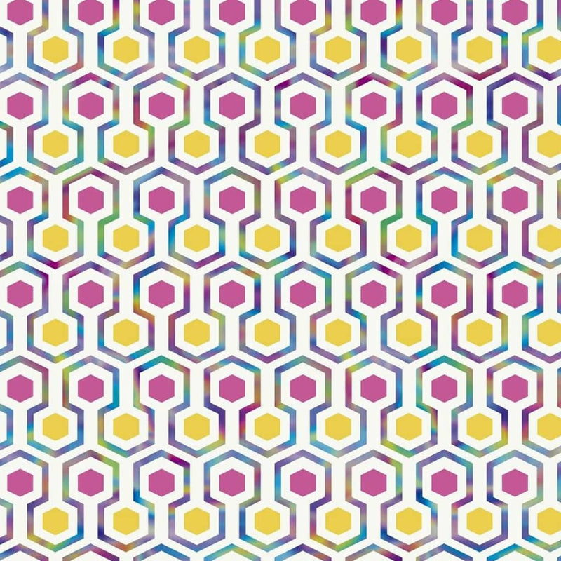 Afbeelding laden in galerijviewer, Noordwand behang good vibes hexagon pattern roze en geel

