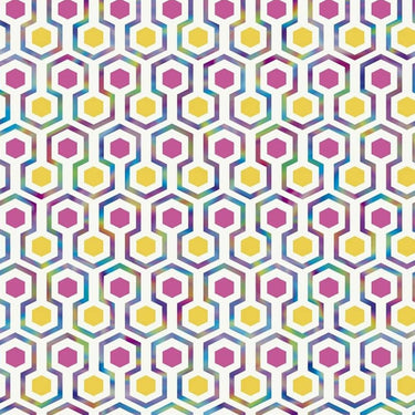 Noordwand behang good vibes hexagon pattern roze en geel