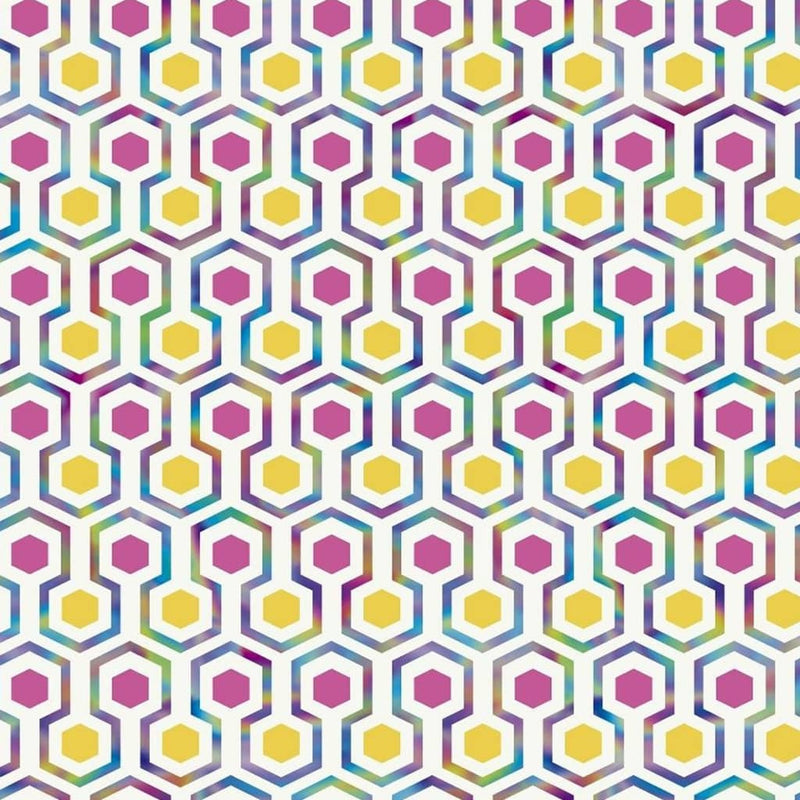 Afbeelding laden in galerijviewer, Noordwand behang good vibes hexagon pattern roze en geel
