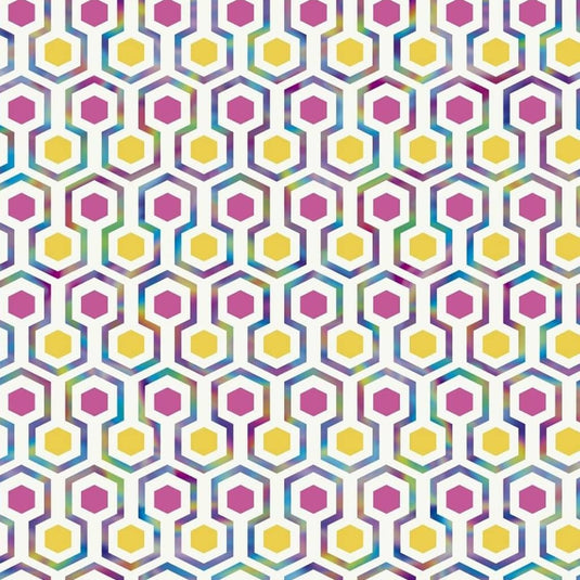 Noordwand behang good vibes hexagon pattern roze en geel