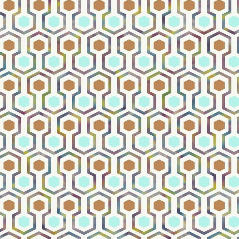 Afbeelding laden in galerijviewer, Noordwand behang good vibes hexagon pattern groen en oranje
