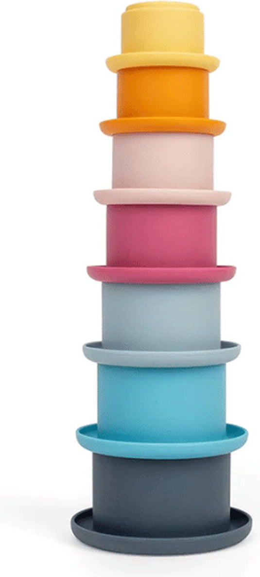 Bigjigs toys bigjigs stapelbare bekers - stapel speelgoed - siliconen speelgoed - meerkleurig - vanaf 12 maanden