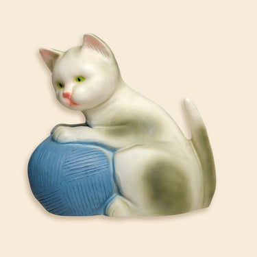 Egmont lamp kat met bol wol blauw 24x23