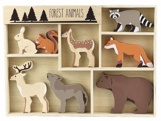 8 houten bosdieren. 3+