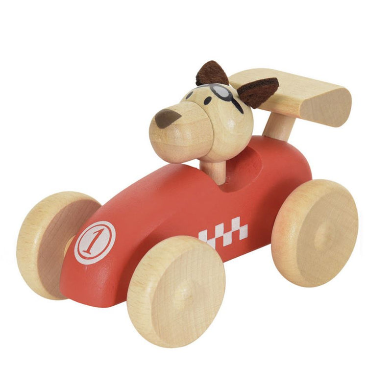 Afbeelding laden in galerijviewer, Egmont houten raceauto met hond. 12x7x7
