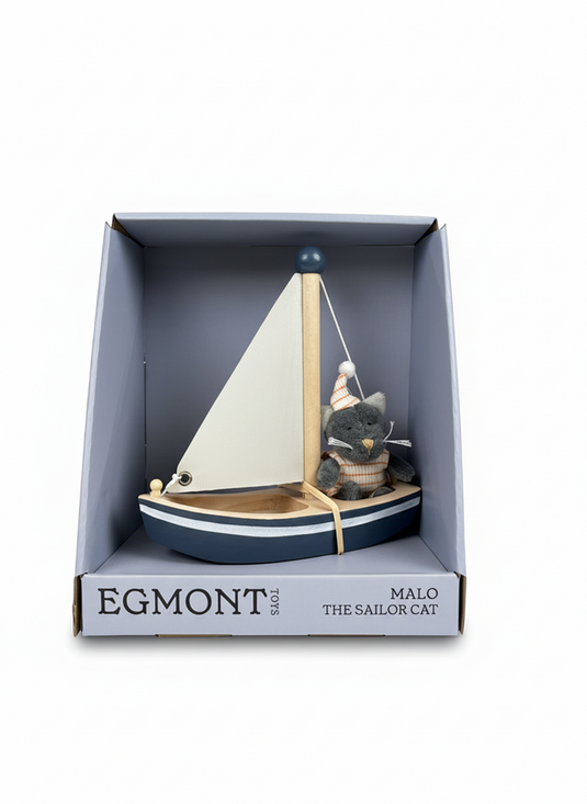 Egmont malo de kat in een boot. 18x18x8