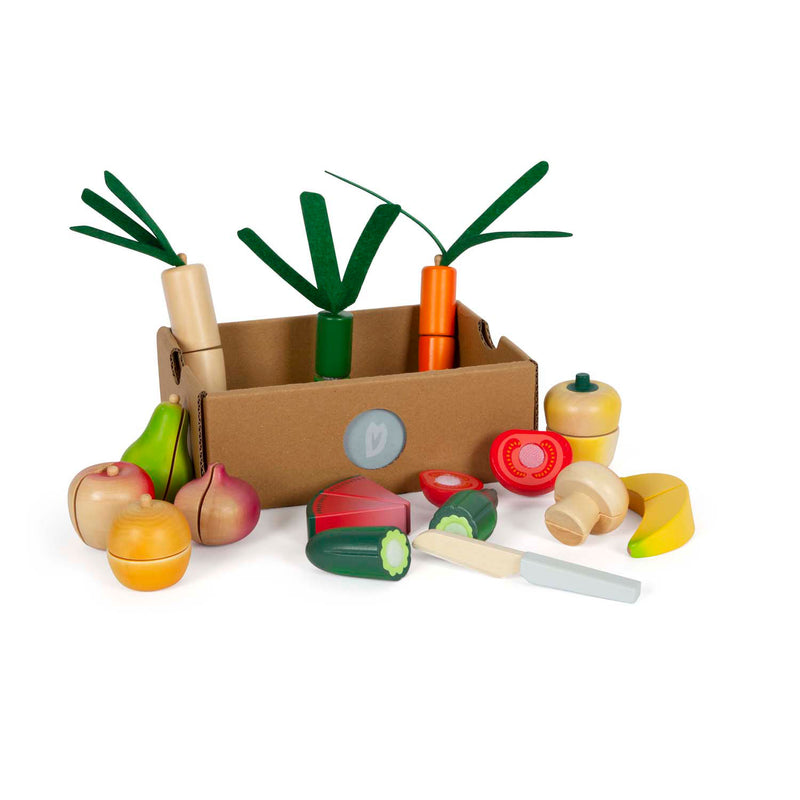 Afbeelding laden in galerijviewer, Small foot - houten snij- en groenten speelset fresh, 14dlg.
