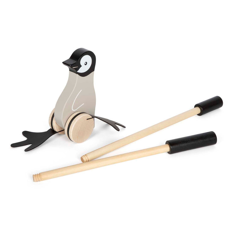 Afbeelding laden in galerijviewer, Small foot - houten duwfiguur penguin

