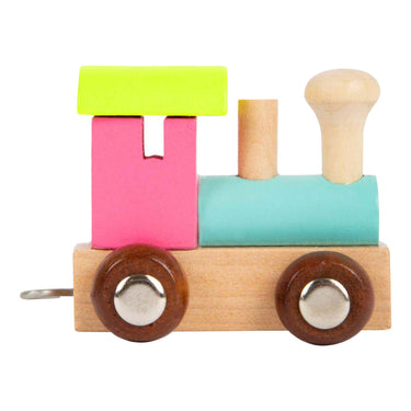 Small foot - houten lettertrein locomotief gekleurd