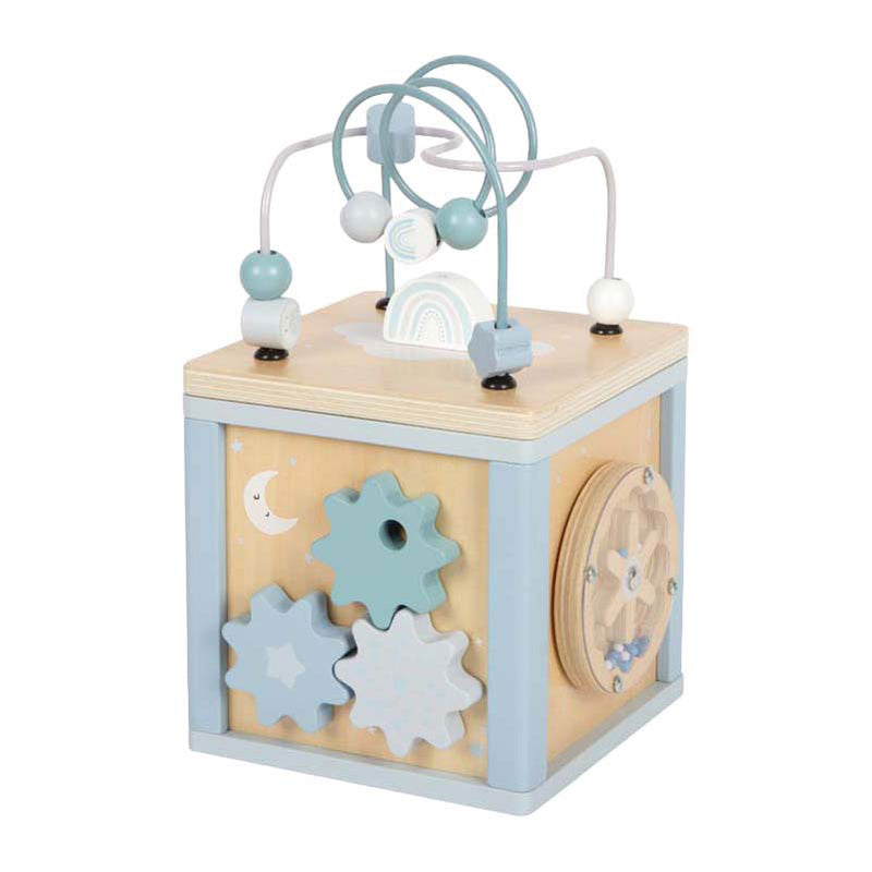 Afbeelding laden in galerijviewer, Small foot - houten motor vaardigheden kubus blauw
