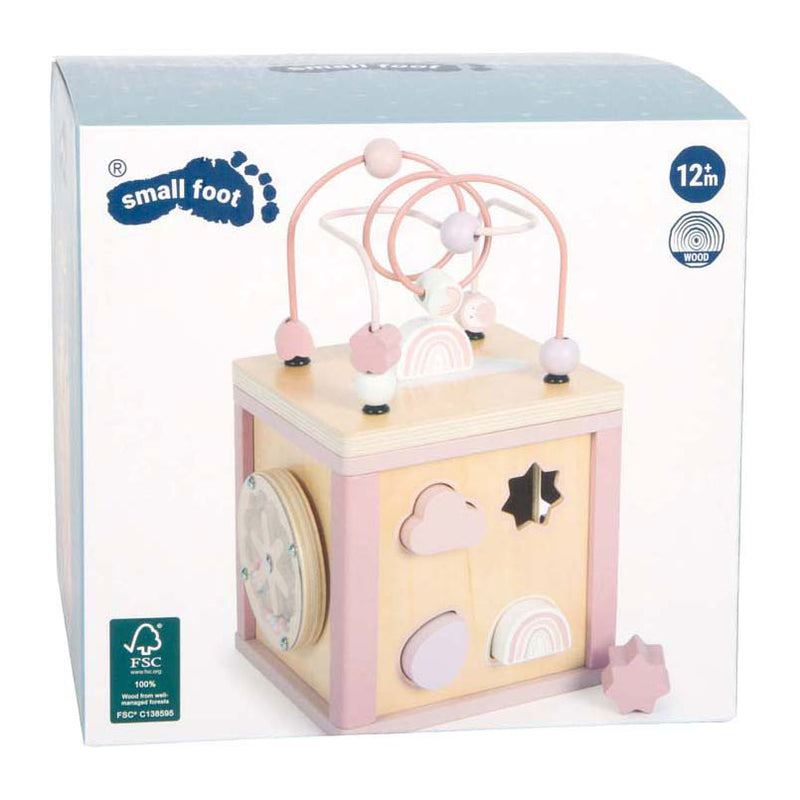 Afbeelding laden in galerijviewer, Small foot - houten motor vaardigheden kubus roze
