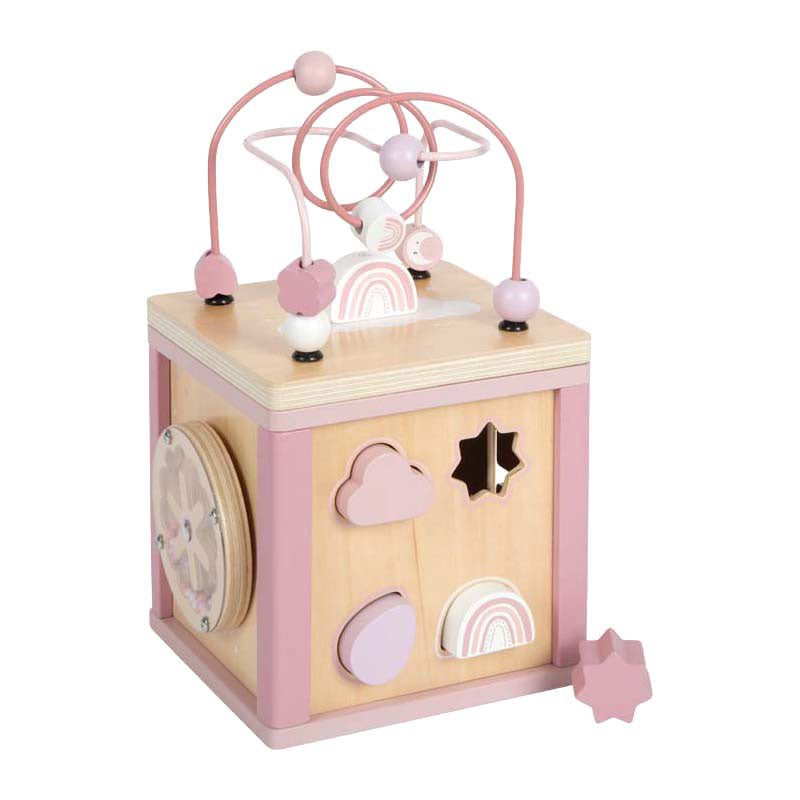 Afbeelding laden in galerijviewer, Small foot - houten motor vaardigheden kubus roze
