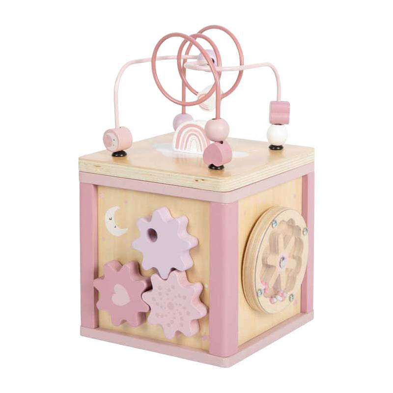 Afbeelding laden in galerijviewer, Small foot - houten motor vaardigheden kubus roze
