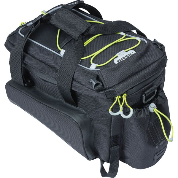 Afbeelding laden in galerijviewer, Basil Miles XL Pro bagagedragertas - waterdicht - sportief - zwart lime - 9-36L - MIK RT adapterplaten
