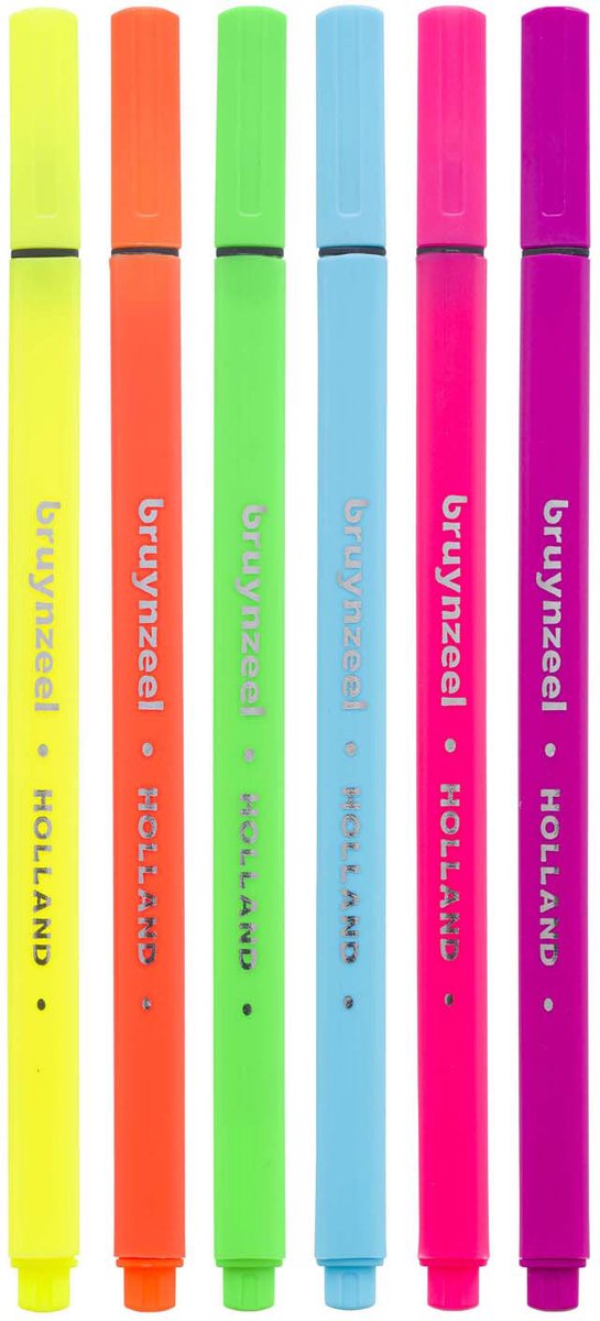 Afbeelding laden in galerijviewer, Bruynzeel fineliner set neon 6 kleuren
