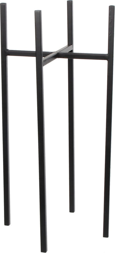 Mica decorations - bloempot plantenpot standaard verhoger - zwart - b24 x h55 cm - metaal