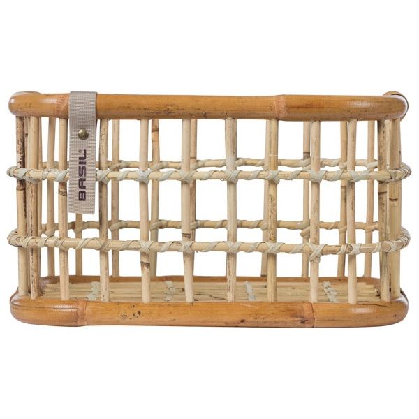 Afbeelding laden in galerijviewer, Basil Green Life - rotan fietsmand - medium - voorop natural bruin
