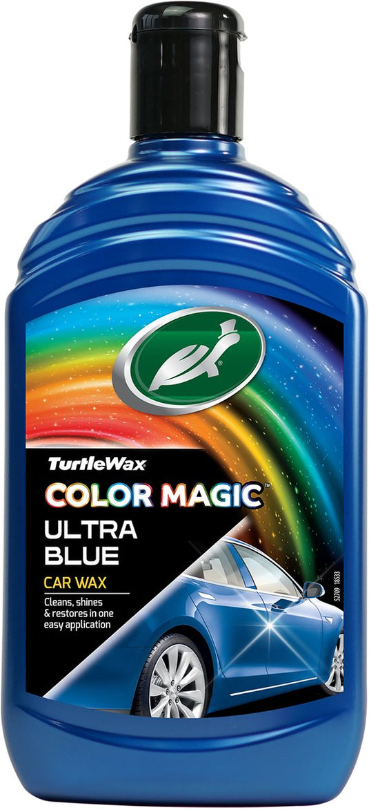 Turtle wax color magic ultra blue wax - reinigt geeft glans - herstelt en voegt kleur toe - camoufleert krasjes en doffe plekken – geeft duurzame bescherming - snel en gemakkelijk in gebruik – 500ml