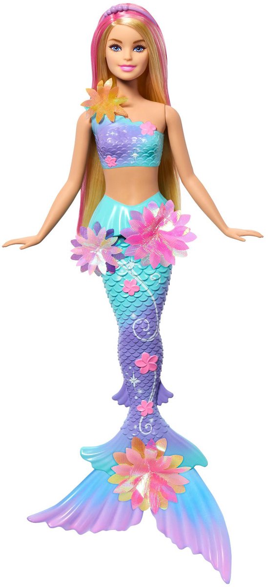 Afbeelding laden in galerijviewer, Barbie zeemeermin met magische bloemen blauw
