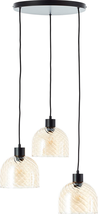 Brilliant casto - hanglamp - 3-lichts - e27 max 3x25w - glas - amber - zwart