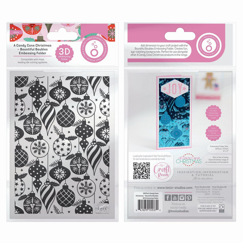 Afbeelding laden in galerijviewer, Tonic studios • a candy cane christmas 3d embossing folder bountiful baubles
