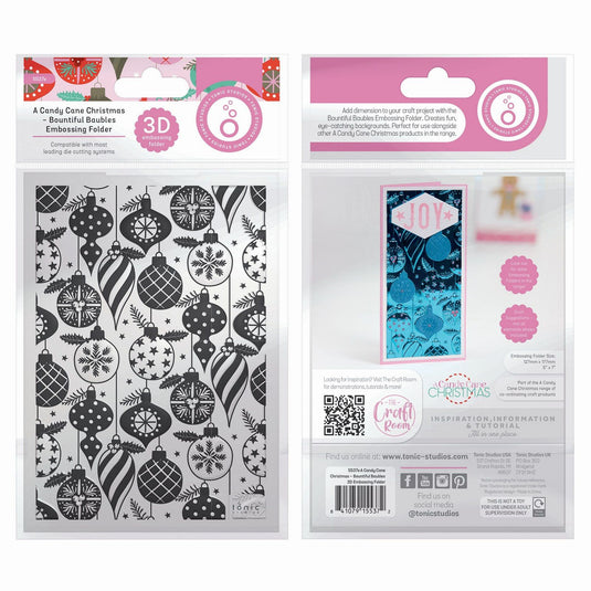 Tonic studios • a candy cane christmas 3d embossing folder bountiful baubles