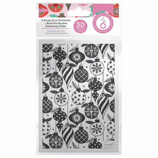 Tonic studios • a candy cane christmas 3d embossing folder bountiful baubles