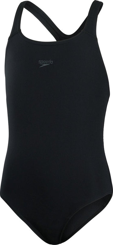 Speedo endurance+ medalist meisjes sportbadpak - kleurvast badpak meisjes - chloorbestendig zwempak meisjes - sportbadpak kids met medalist-rug - zwart - maat 128