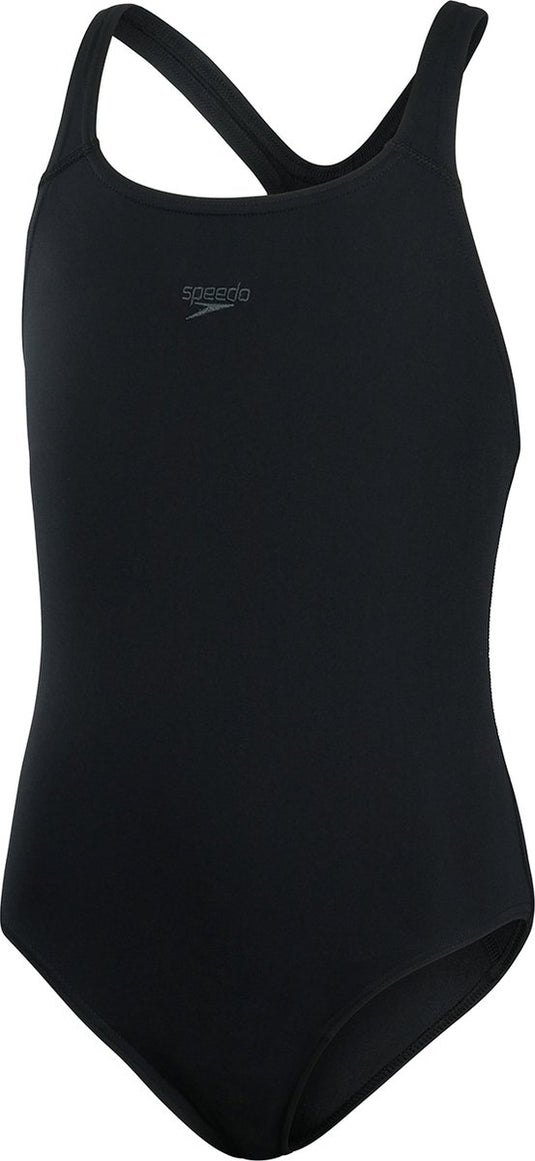 Speedo endurance+ medalist meisjes sportbadpak - kleurvast badpak meisjes - chloorbestendig zwempak meisjes - sportbadpak kids met medalist-rug - zwart - maat 128
