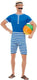 Smiffys - 20s bathing suit kostuum - m - blauw wit