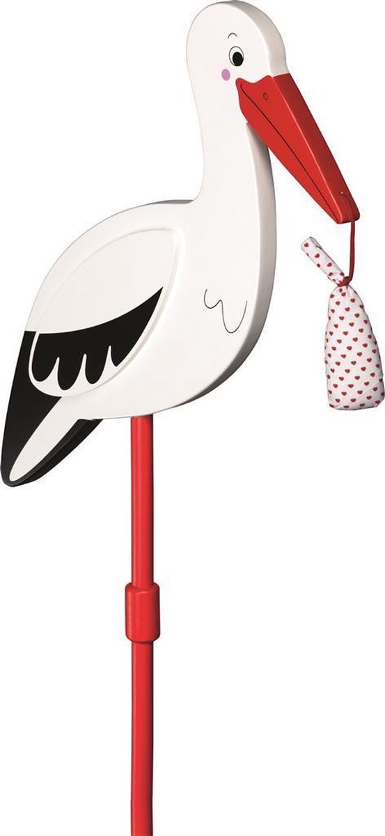 Afbeelding laden in galerijviewer, Goki ooievaar met babydoekje l100cm, voor in de tuin, hout
