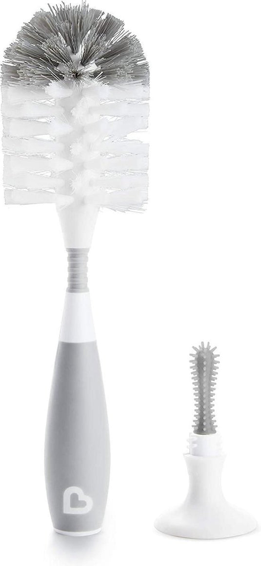 Munchkin flessenborstel - bristle - flessenborstel - schoonmaakborstel - met zuignap - fles en speen borstel - grijs
