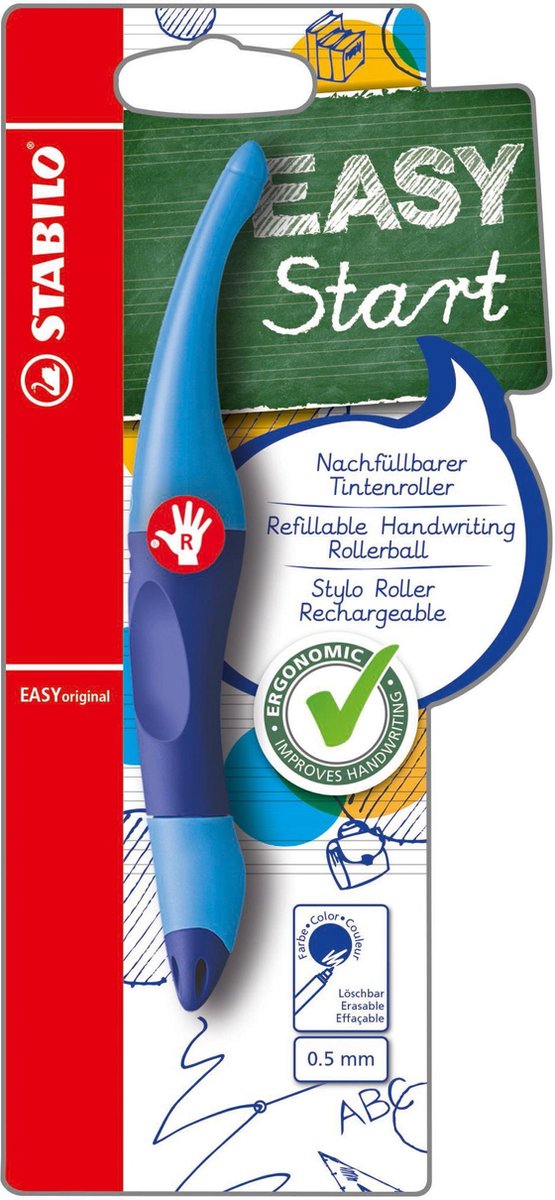 Afbeelding laden in galerijviewer, Stabilo easyoriginal - ergonomische rollerball - rechtshandig - blauwe inkt - navulbaar - blauw
