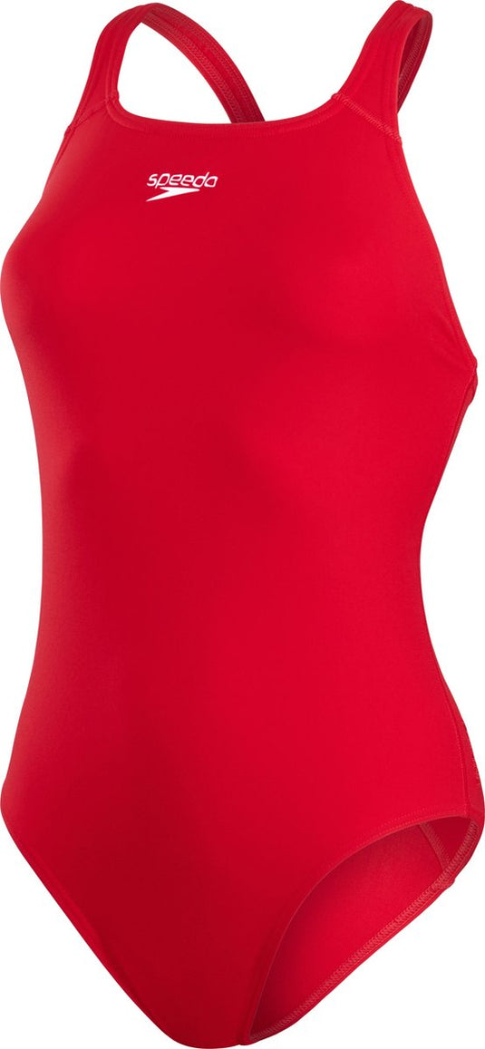Speedo endurance+ medalist dames sportbadpak - kleurvast badpak dames - chloorbestendig zwempak dames - sportbadpak dames met medalist-rug - rood - 44