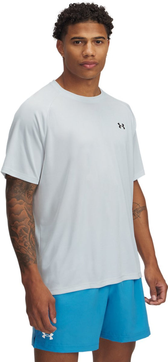 Under armour ua tech texturood ss-gry heren sportshirt - distant grijs - zwart