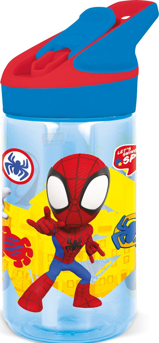 Stor spidey tritan premium drinkfles - 480 ml – sluit goed af – drinkfles voor kinderen – blauw rood