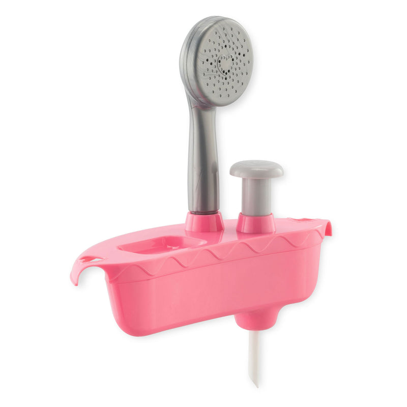 Afbeelding laden in galerijviewer, Corolle poppenbad badkuip roze met douche en badeend speelgoed.
