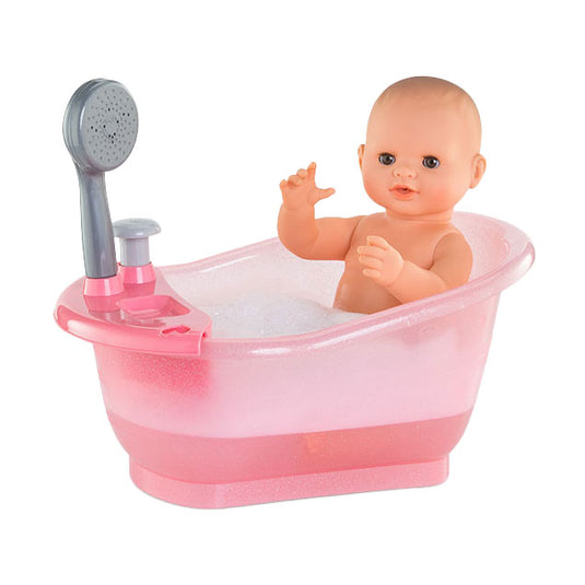 Corolle poppenbad badkuip roze met douche en badeend speelgoed.